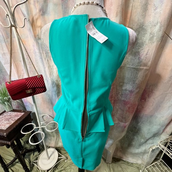 NEW 📌Loft Turquoise Wedding Guest - Semi-Formal Afternoon - Midi Peplum Dress - Picture 10 of 15